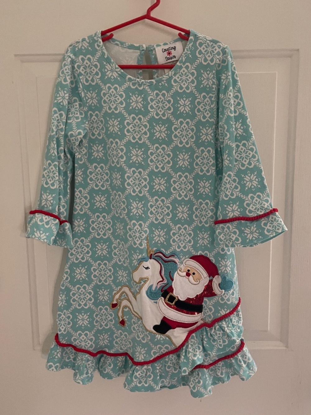 Counting Daisies Santa Unicorn Christmas Dress